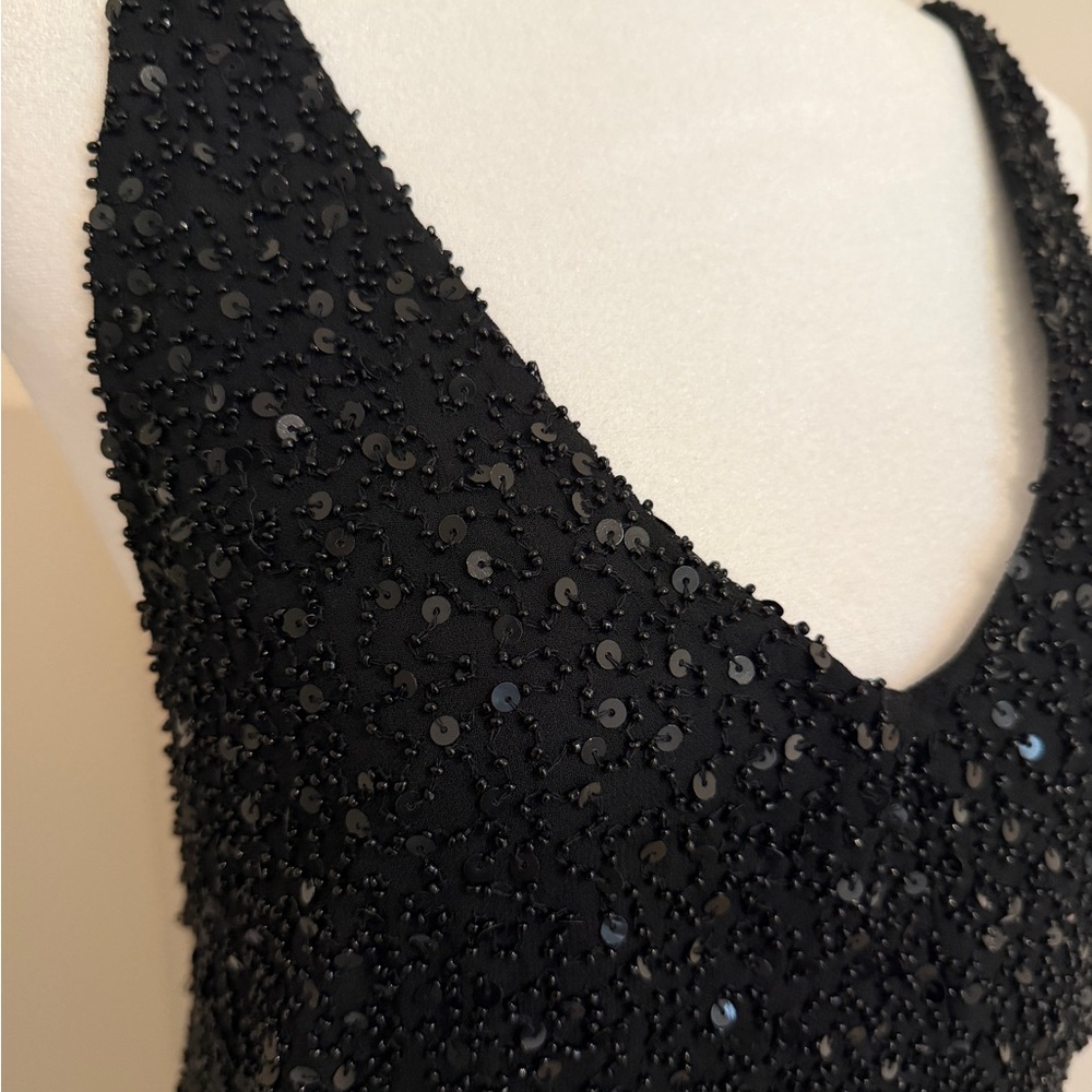 Vintage Impressions Black Beaded Sequin Midi Dress - Picture 2 of 6